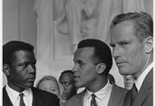  1963 PoitierBelafonteHestonCivilRightsMarch1963
